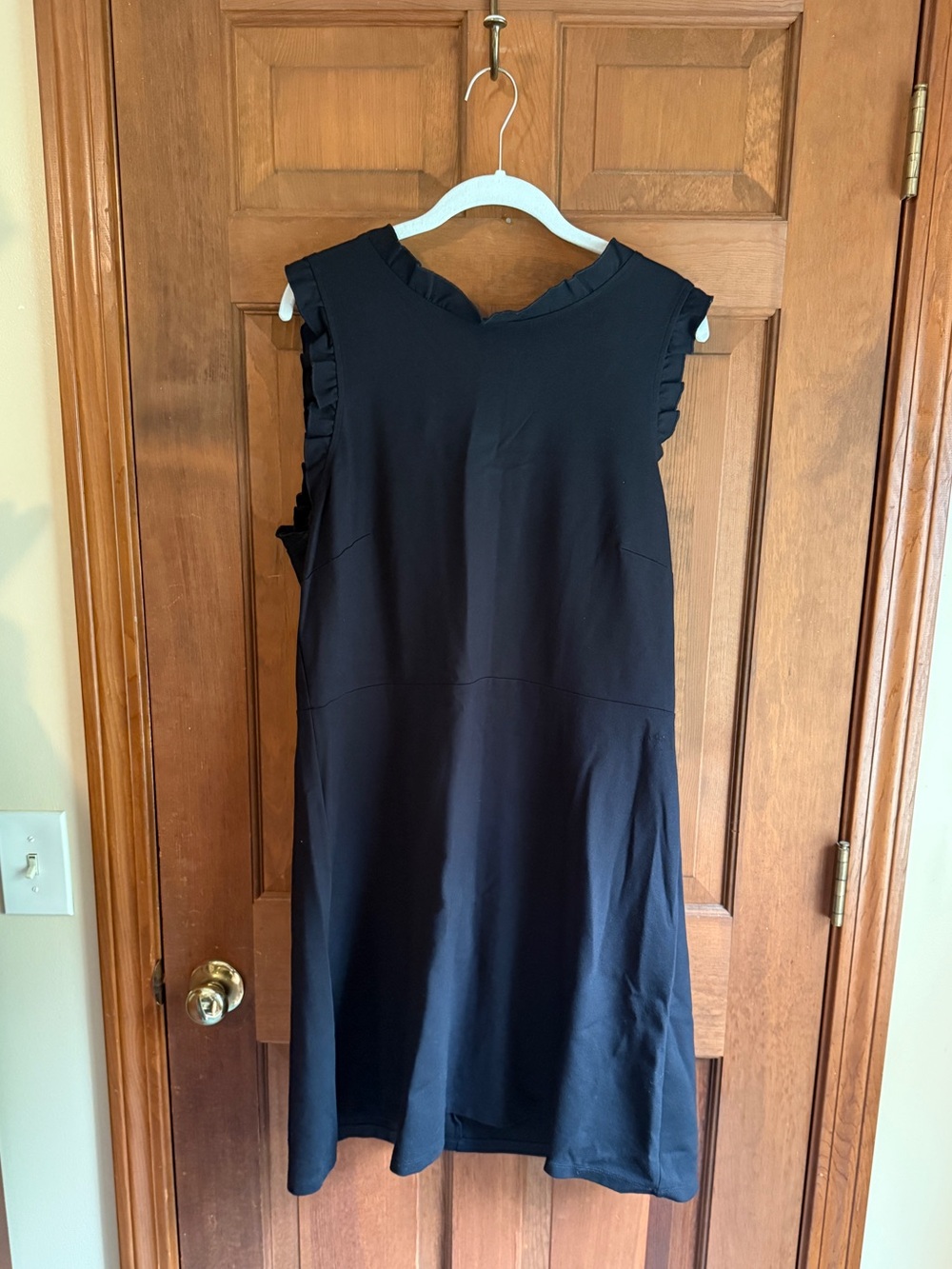 LOFT Black Sleeveless Ruffle-Trim Mini Dress